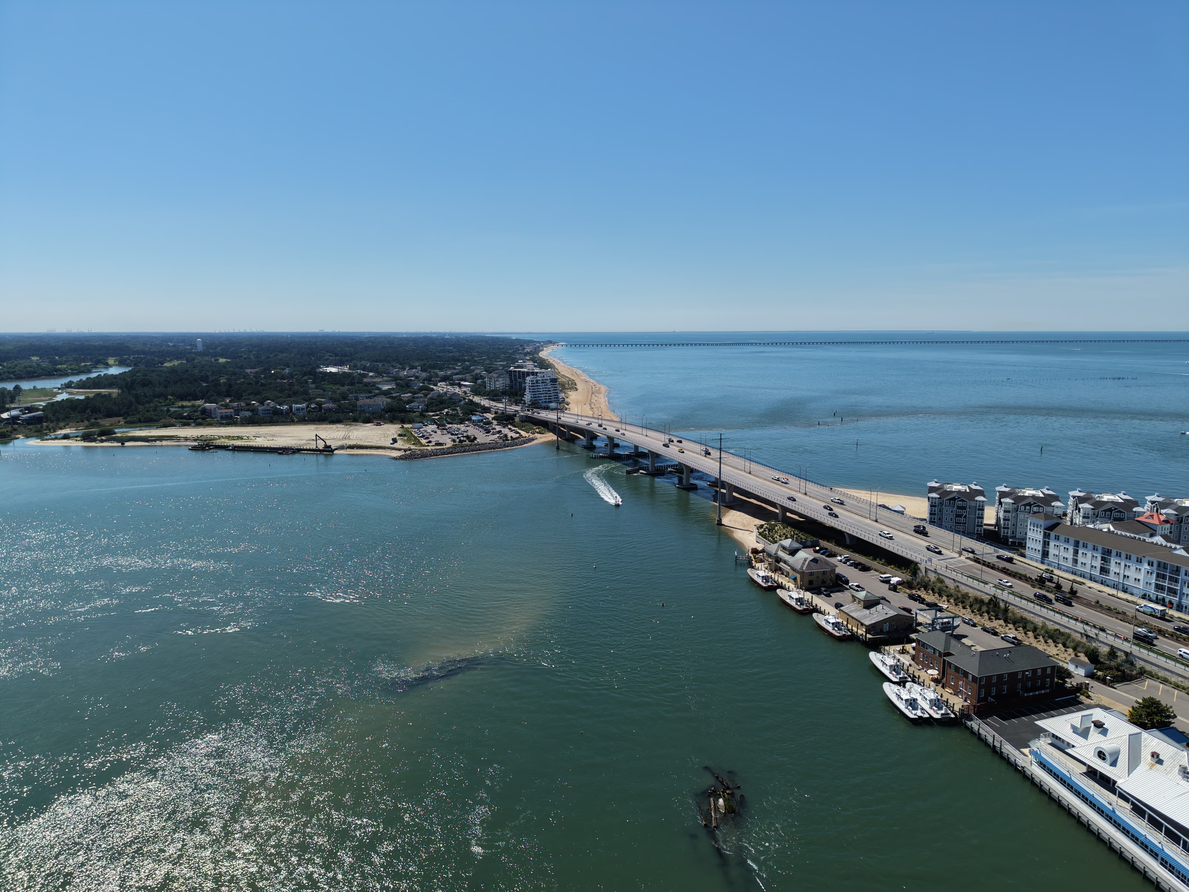 Drone shot over Lesner Bridge, Virginia Beach